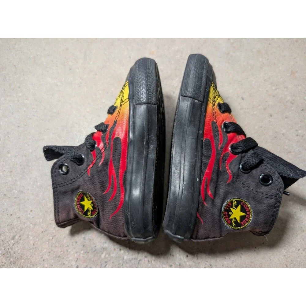 Converse Chuck Taylor All Star Hi Flames Fire Black Toddler Shoes Size 4T